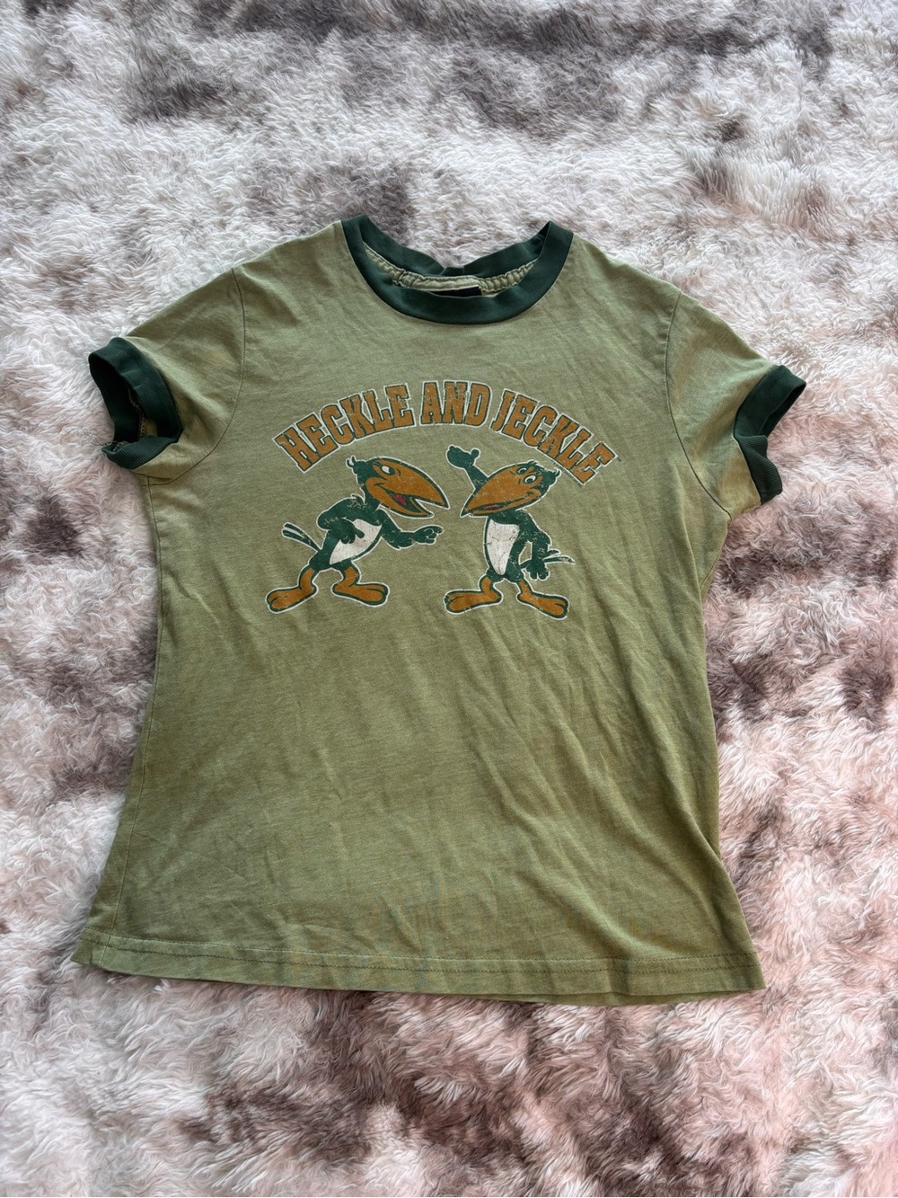 Rare vintage Junk Food Clothing Olive Green Ringer Tee with Dark Green Trim